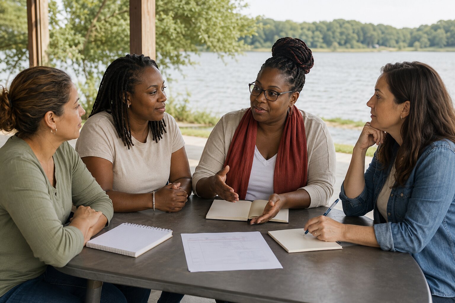 Women participating in a peaceful peer-support and stability-planning session