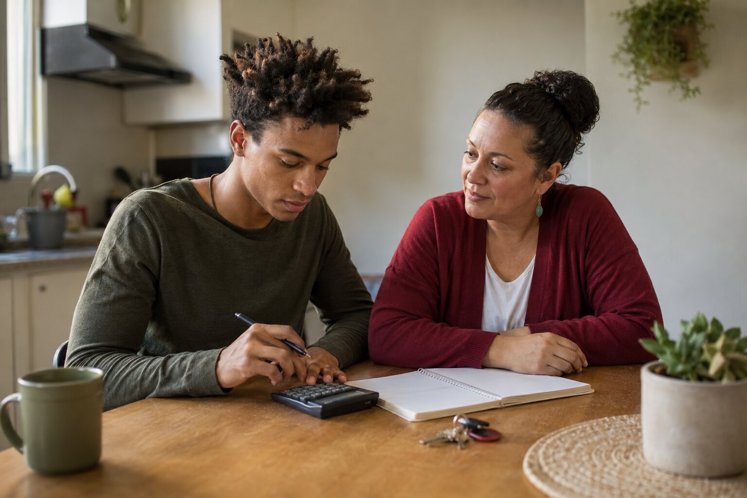 A young adult learning budgeting and housing-readiness skills with a mentor